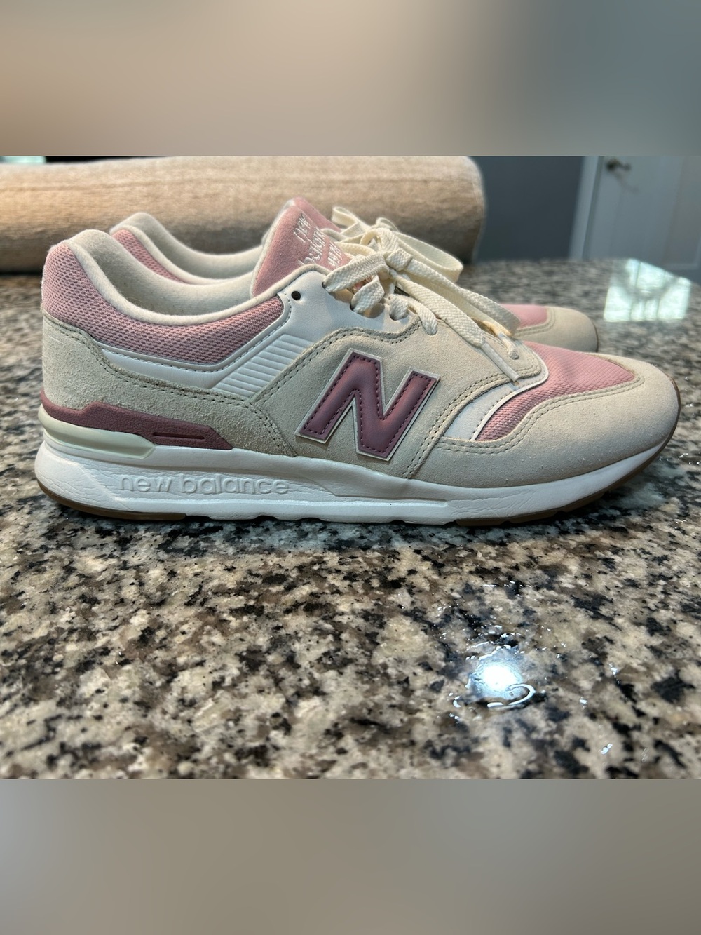 New Balance Cream and Pink Lifestyle Sneakers
